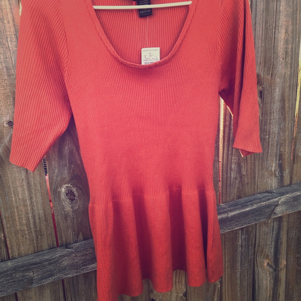 Burnt Orange Peplum Sweater